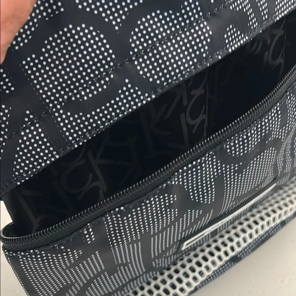 Calvin Klein Black and White Backpack with Monogram and Mesh Design - Picture 3 of 9